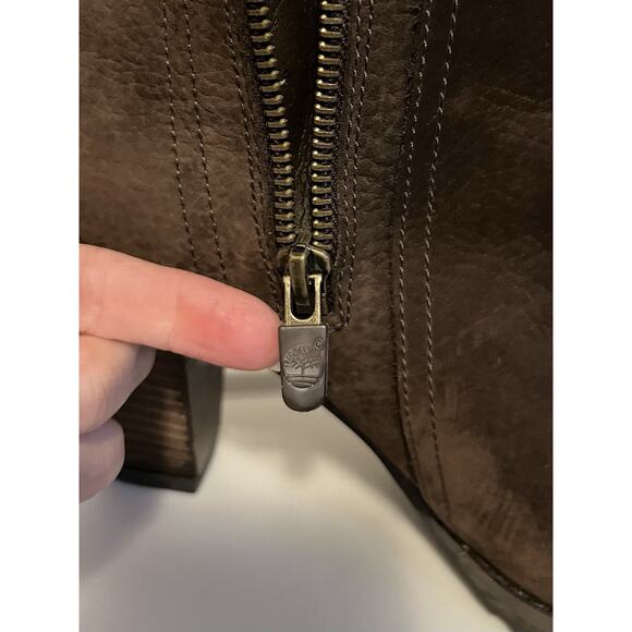 Timberland Earthkeepers Boots Stratham Block Heels Brown Nubuck Leather Size 8.5 - Picture 6 of 14